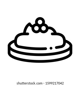 Caviar On Cracker Icon Vector. Outline Caviar On Cracker Sign. Isolated Contour Symbol Illustration
