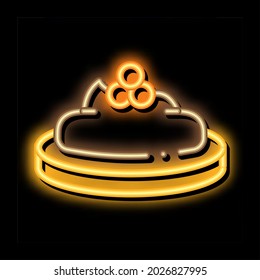 Caviar On Cracker neon light sign vector. Glowing bright icon Caviar On Cracker sign. transparent symbol illustration