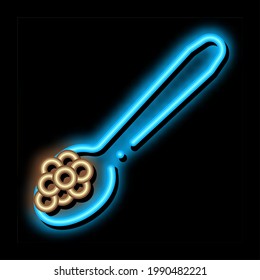 Caviar On Spoon neon light sign vector. Glowing bright icon Caviar On Spoon sign. transparent symbol illustration