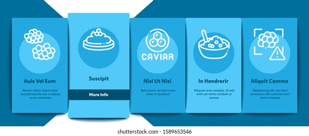 Caviar Seafood Product Onboarding Mobile App Page Screen. Fish Eggs, Caviar In Metallic Container, On Sandwich With Butter And Spoon Concept Illustrations