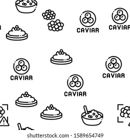 Caviar Seafood Product Seamless Pattern Vector Thin Line. Illustrations