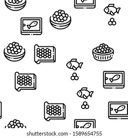Caviar Seafood Product Seamless Pattern Vector Thin Line. Illustrations