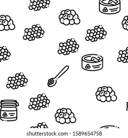 Caviar Seafood Product Seamless Pattern Vector Thin Line. Illustrations