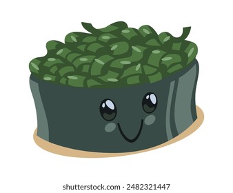 Kaviar-Sushi mit Cartoon-Gesicht-Vektorillustration