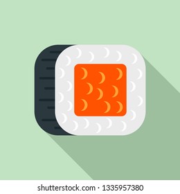 Caviar sushi roll icon. Flat illustration of caviar sushi roll vector icon for web design