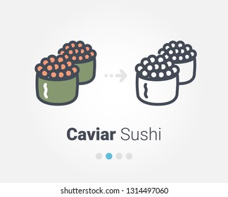 Caviar sushi vector icon