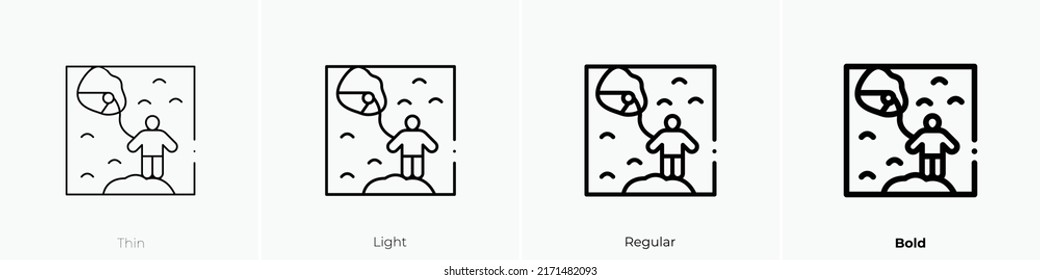 caving icon. Thin, Light Regular And Bold style design isolated on white background
