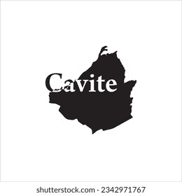 Cavite Philippines map and black letter design on white background