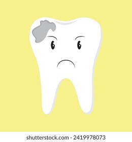 cavities, black and dirty teeth. dental health conditions. sad, funny, cute, and adorable tooth character. gloomy expression. 3d illustration design. vector