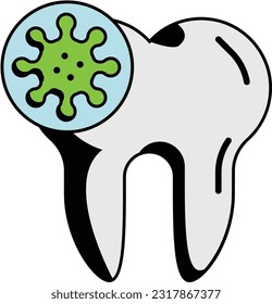 cavities are caused by bacteria concept, Streptococcus mutans vector icon design, Dentures symbol,Oral Healthcare sign, Dental instrument stock illustration