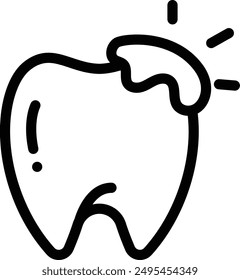 icono de cavidades. Diseño De Estilo Lineal Delgado Aislado Sobre Fondo Blanco