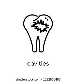 Cavities icon. Trendy modern flat linear vector Cavities icon on white background from thin line Dentist collection, editable outline stroke vector illustration