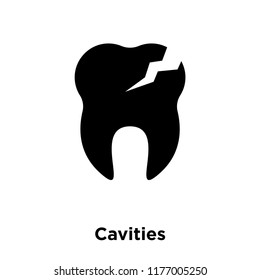 Cavities icon vector isolated on white background, logo concept of Cavities sign on transparent background, filled black symbol