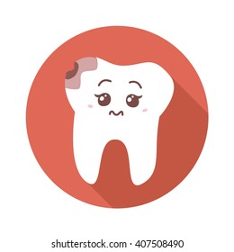 cavities tooth flat icon