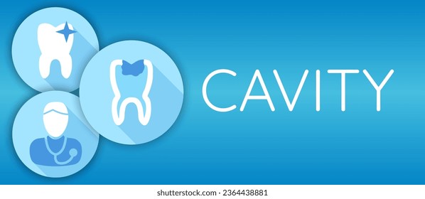Cavity Blue Background Illustration Banner with Icons