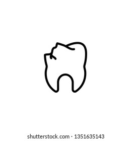 cavity, broken, cavity, crack, hole, tooth, decay icon in black outline style, vector