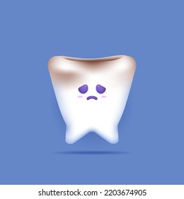 cavity. cavities, black, and dirty teeth. toothache. dental health conditions. sad, funny, cute, and adorable characters. 3d and realistic illustration concept design. graphic elements