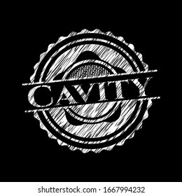 Emblema de tiza de cavidad escrito en una pizarra. Ilustración vectorial. Detallado.