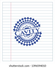 Cavity draw with pen effect. Blue ink. Vector Illustration. Detailed.