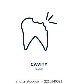 cavity icon from dentist collection. Thin linear cavity, care, health outline icon isolated on white background. Line vector cavity sign, symbol for web and mobile
