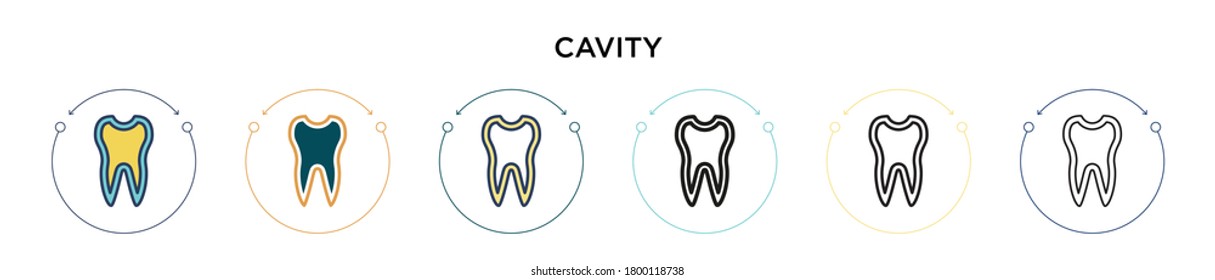 Cavity icon in filled, thin line, outline and stroke style. Vector illustration of two colored and black cavity vector icons designs can be used for mobile, ui, web