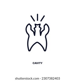 icono de cavidad. Icono de cavidad de línea delgada de la colección de salud dental. El símbolo de cavidad editable puede ser utilizado web y móvil