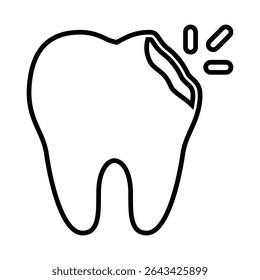 Cavity line icon design. Cavity thin black outline symbol vector illustration. editable stroke icon on transparent background.
