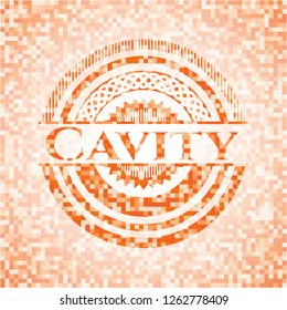 Cavity orange mosaic emblem with background