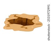 cavity pit cartoon. abyss chasm, shaft mine, hollow depression cavity pit sign. isolated symbol vector illustration