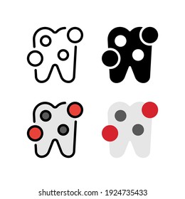 Icono, logotipo y vector de la ilustración rotos por dientes de cavidad