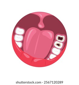 cavity in the tooth cartoon vector element design template web