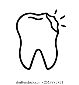 Cavity tooth icon. cavity icon line