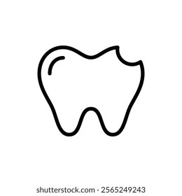 cavity tooth icon line vector design template in trendy style