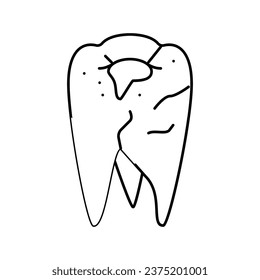cavity tooth line icon vector. cavity tooth sign. isolated contour symbol black illustration