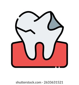 Cavity Vector Icon for Tooth Decay and Dental Damage. Dental health illustration, caries warning symbol, oral hygiene concept