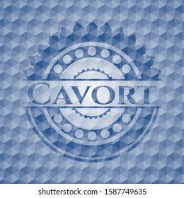 Cavort blue badge with geometric pattern. Vector Illustration. Detailed.