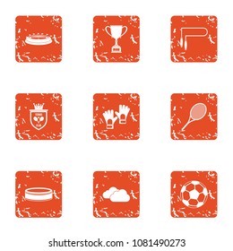 Cavort icons set. Grunge set of 9 cavort vector icons for web isolated on white background