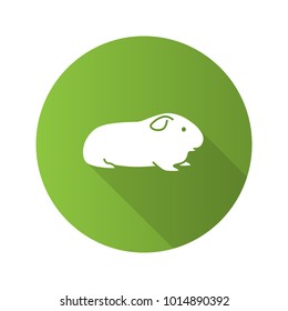 Cavy flat design long shadow glyph icon. Domestic guinea pig. Vector silhouette illustration