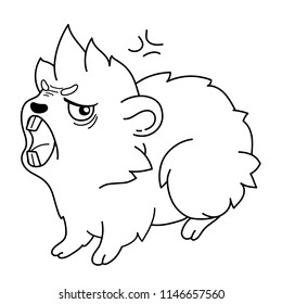 Cavy  with frowning eyebrows wants to bite - emoji Rage. Cartoon guinea pig, line drawing, emoticon Angry,  isolated on transparent background