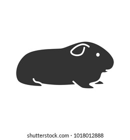 Cavy glyph icon. Domestic guinea pig. Silhouette symbol. Negative space. Vector isolated illustration