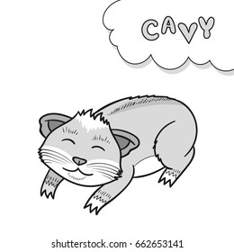 Cavy, guinea pig - cartoon style sketch design home pet.