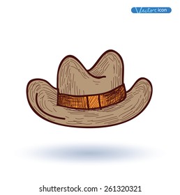 cawboy Hat, Hand Drawn, vector illustration.