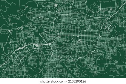 Mapa vectorial del municipio de Caxias do Sul, Brasil. Mapa de calles verdes, área municipal, líneas blancas. Panorama urbano de horizonte para el turismo.