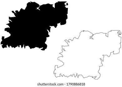 Caxias do Sul City (República Federativa de Brasil, Estado de Rio Grande do Sul) mapa ilustración vectorial, dibujo garabato Ciudad de Caxias do Sul mapa