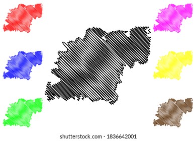 Caxias do Sul City (Federative Republic of Brazil, Rio Grande do Sul State) map vector illustration, scribble sketch City of Caxias do Sul map