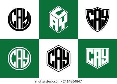 Vector de diseño del logotipo del icono de forma geométrica de la letra inicial CAY. monograma, membrete, círculo, polígono, escudo, símbolo, emblema, elegante, abstracto, marca de palabras, signo, arte, tipografía, icono, geométrico, forma