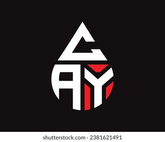 Diseño del logotipo de la forma de caída de agua de la letra CAY. Diseño sencillo del logotipo CAY drop.