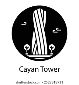 Icono de la torre Cayan en estilo glifo
