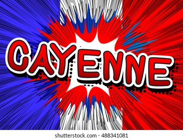 Cayenne - Comic book style text.