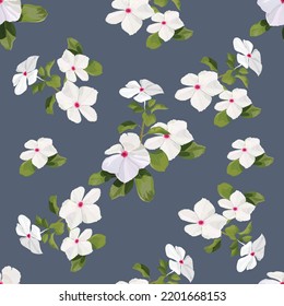  Cayenne jasmine oder Rose periwinkle nahtlose Muster-Blüte, Vektorgrafik 